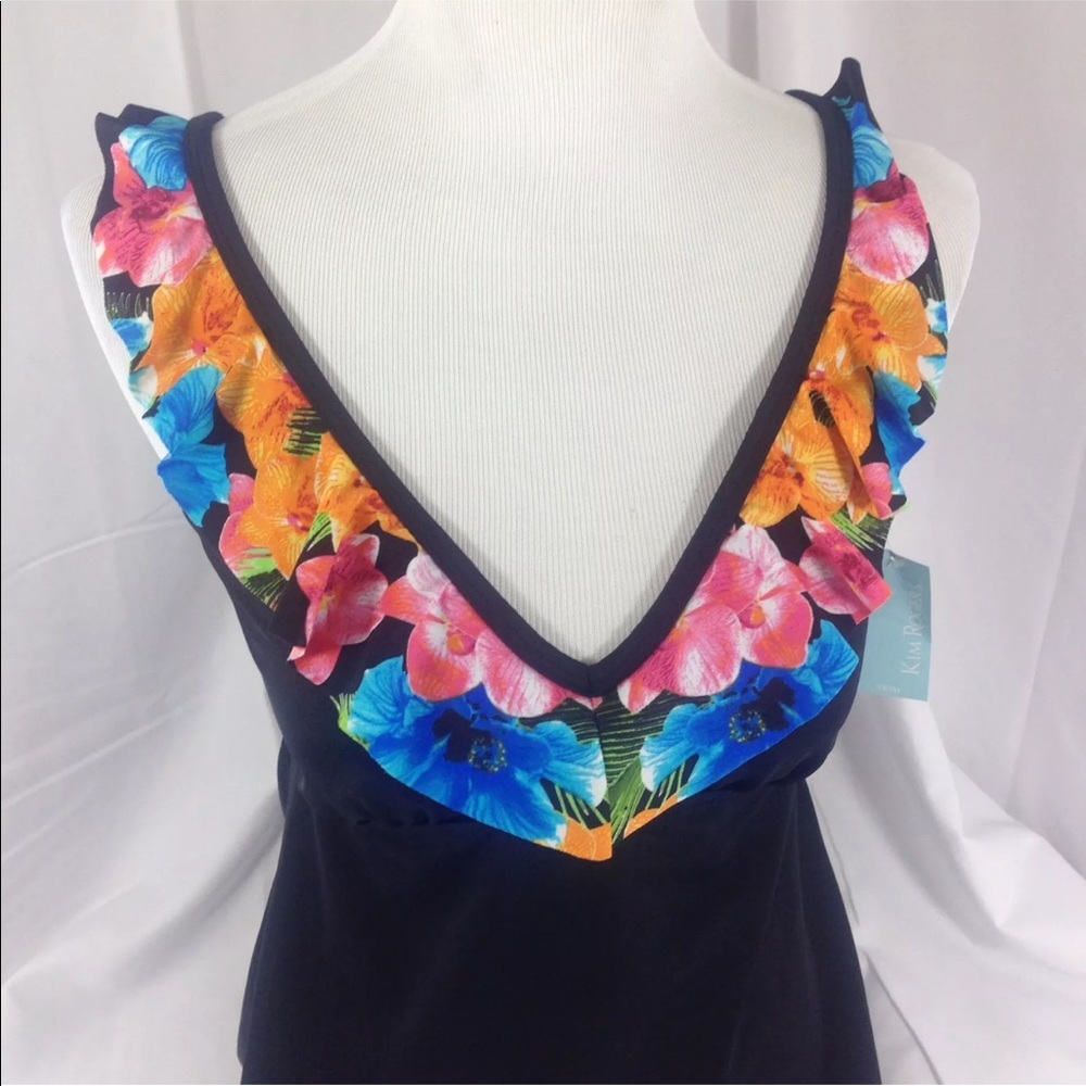 👄 Kim Rogers Tankini Black Multicolor Modest M - Picture 3 of 6